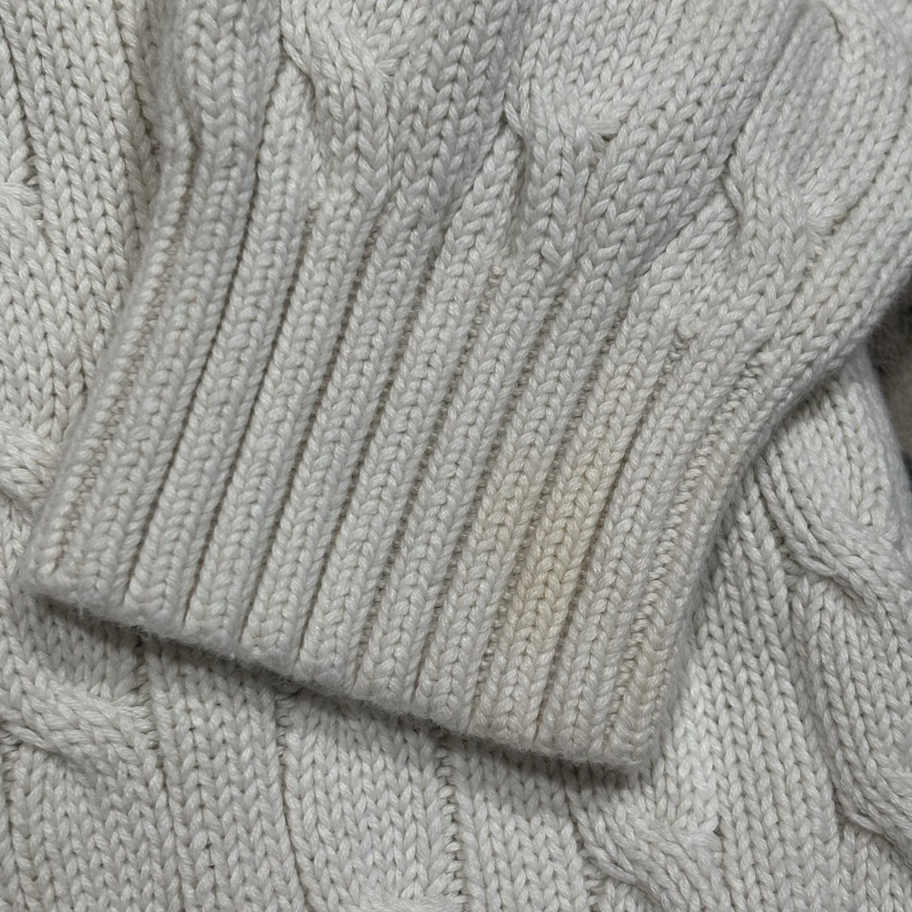 Vintage Ralph Lauren Sport Cable Knit Turtleneck Sweater Cream White Size Small - Picture 4 of 7